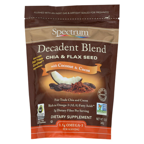 Spectrum Essentials Organic Decadent Blend - Chia And Flax Seed With Coconut And Cocoa - 12 Oz