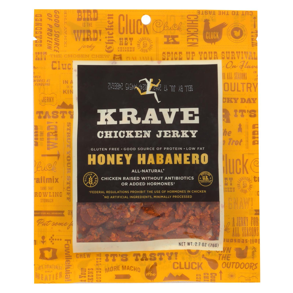 Krave Chicken Jerky - Honey Habanero - Case Of 8 - 2.7 Oz.