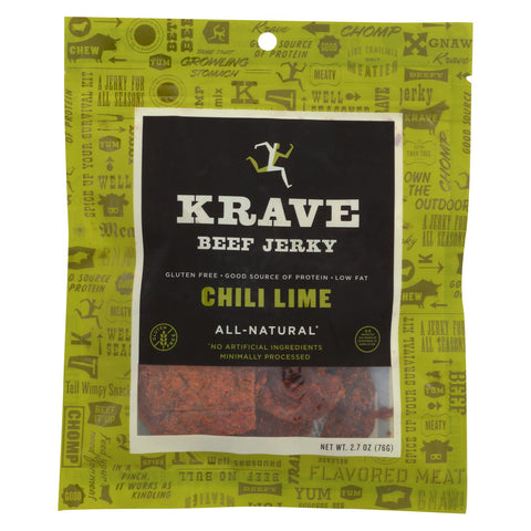 Krave Beef Jerky - Chili Lime - Case Of 8 - 2.7 Oz