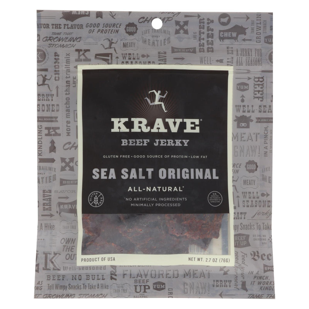 Krave Beef Jerky - Sea Salt Original - Case Of 8 - 2.7 Oz