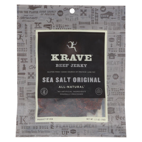 Krave Beef Jerky - Sea Salt Original - Case Of 8 - 2.7 Oz