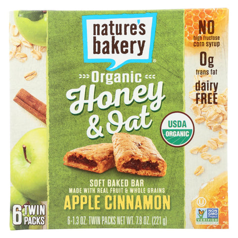 Nature's Bakery Organic Honey And Oat Bar - Apple Cinnamon - Case Of 6 - Pack Of 6 - 1.3 Oz.