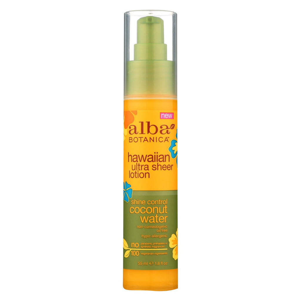 Alba Botanica - Hawaiian Ultra Sheer Lotion - Shine Control Coconut Water - 1.8 Fl Oz