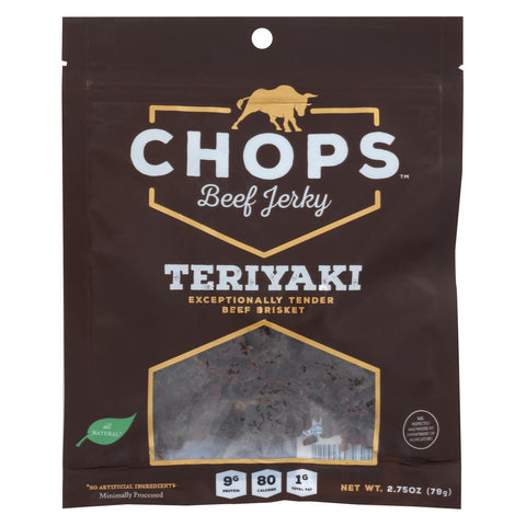 Chops Beef Jerky - Beef Jerky Teriyaki - Case Of 8-2.75 Oz