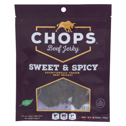 Chops Beef Jerky - Beef Jerky Sweet And Spicy - Case Of 8-2.75 Oz