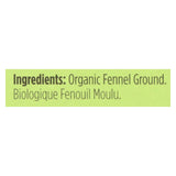 Spicely Organics - Organic Fennel - Ground - Case Of 6 - 0.5 Oz.