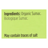 Spicely Organics - Organic Sumac - Case Of 6 - 0.45 Oz.