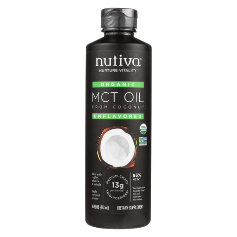 Nutiva 100% Organic Mct Oil - From Coconut - Unflavored - 16 Fl Oz