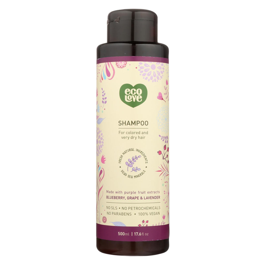 Ecolove Shampoo - Purple Fruit Shampoo For Colored And Very Dry Hair  - Case Of 1 - 17.6 Fl Oz.