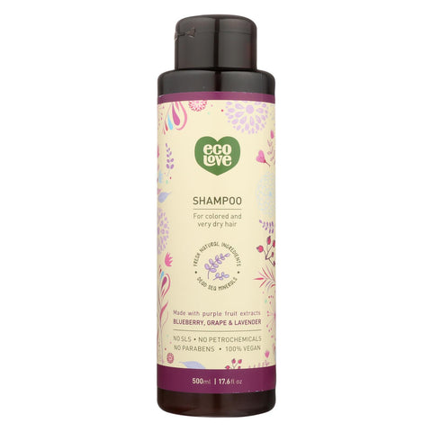 Ecolove Shampoo - Purple Fruit Shampoo For Colored And Very Dry Hair  - Case Of 1 - 17.6 Fl Oz.