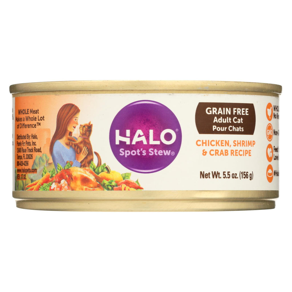 Halo Purely For Pets Pate - Cat - Chicken - Shrimp - Crab - Gluten Free - Case Of 12 - 5.5 Oz