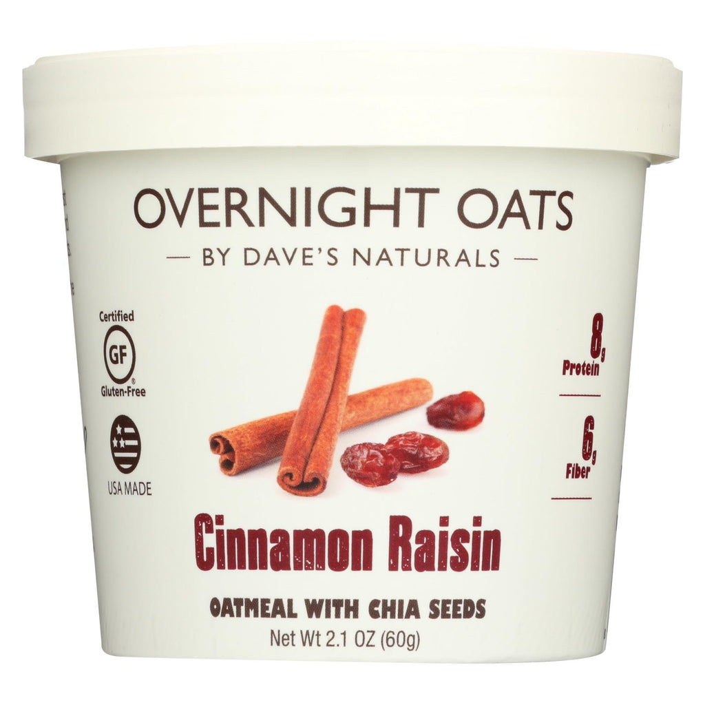 Dave's Gourmet - Overnight Oats - Cinnamon Raisin - Case Of 8 - 2.1 Oz.