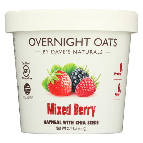 Dave's Gourmet - Overnight Oats - Mixed Berry  - Case Of 8 - 2.1 Oz.