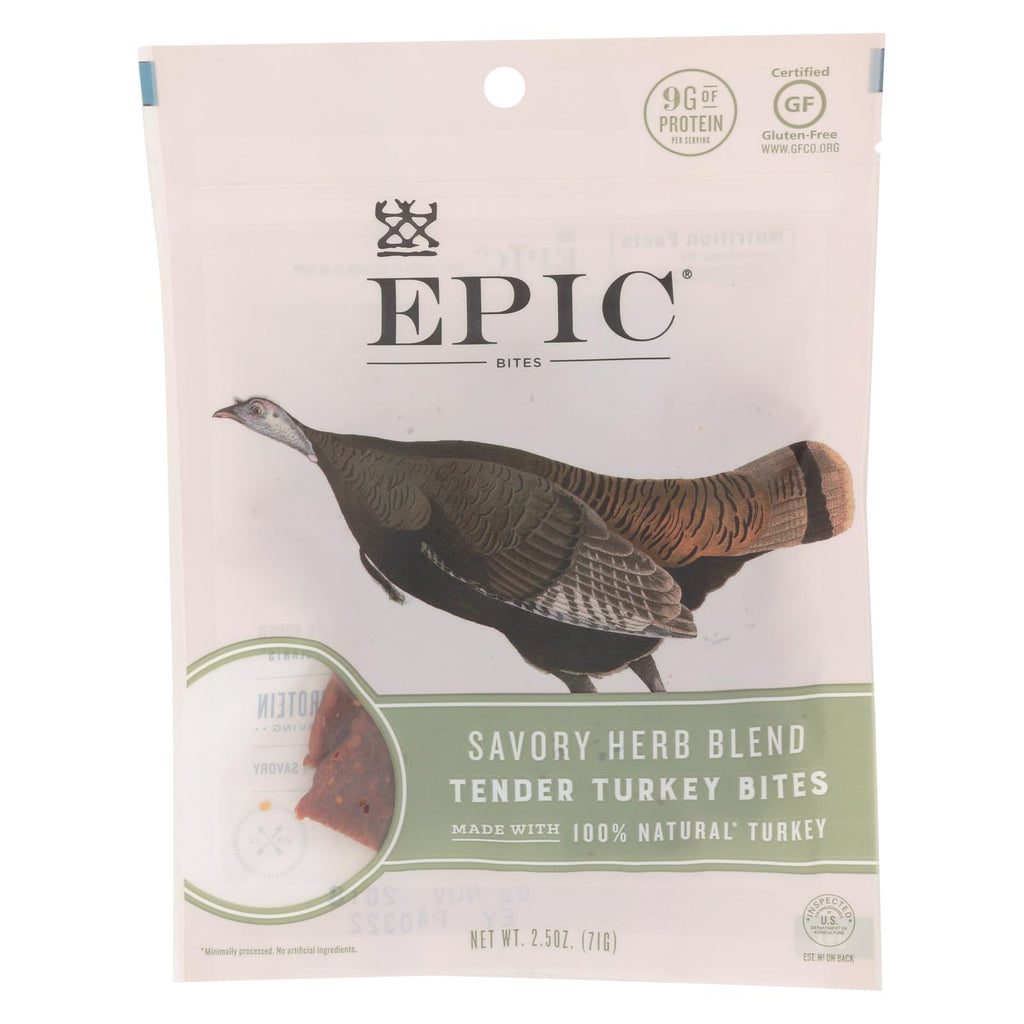 Epic - Jerky Bites - Savory Herb Blend Turkey - Case Of 8 - 2.5 Oz.