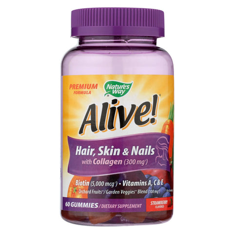 Nature's Way - Alive! Hair, Skin And Nails Gummies With Collagen - 60 Gummies