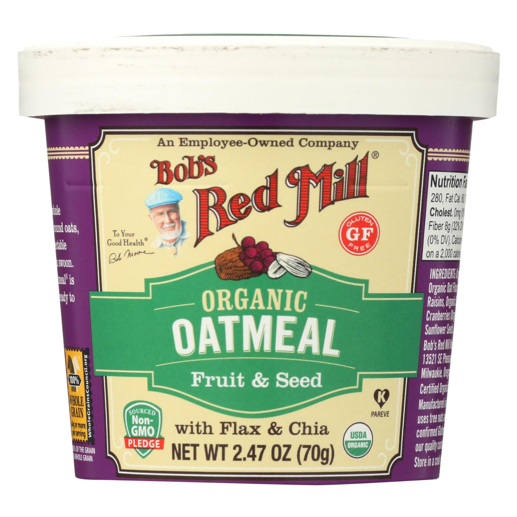 Bob's Red Mill - Oatmeal Cup - Organic Fruit And Seed - Gluten Free - Case Of 12 - 2.47 Oz