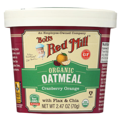 Bob's Red Mill - Oatmeal Cup - Organic Cranberry Orange - Gluten Free - Case Of 12 - 2.47 Oz