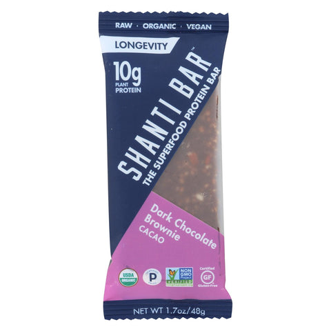 Shanti Bar - Superfood Protein Bar - Dark Chocolate Brownie - Case Of 12 - 1.7 Oz.