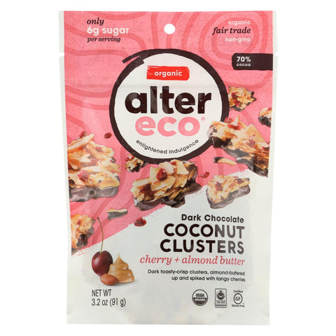 Alter Eco Americas Chocolate - Organic - Dark Cherry Almond Clusters - Case Of 12 - 3.2 Oz