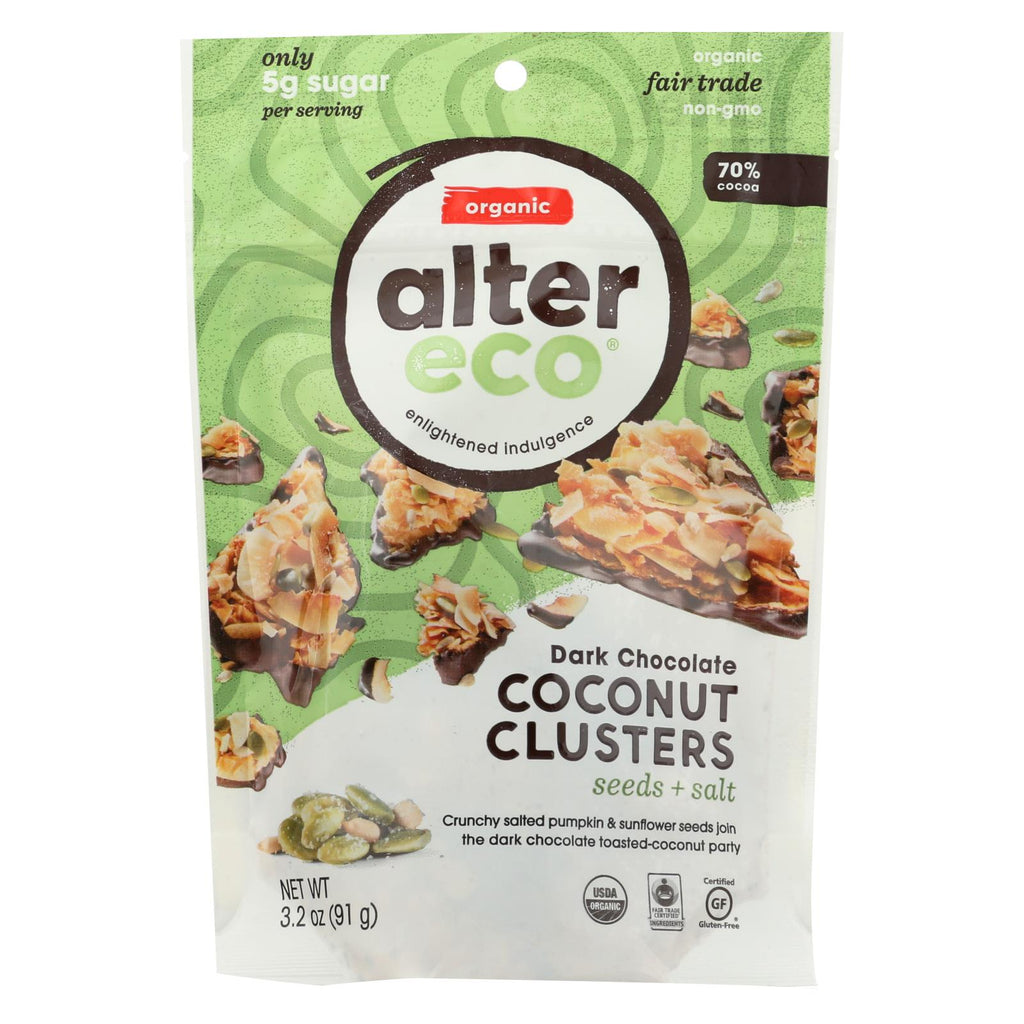 Alter Eco Americas Chocolate - Organic - Dark Chocolate Seeds And Sea Salt Coconut Clusters - Case Of 12 - 3.2 Oz