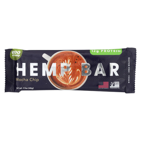 Evo Hemp Bar - Hemp - Mocha Chocolate Chip - Case Of 12 - 1.7 Oz