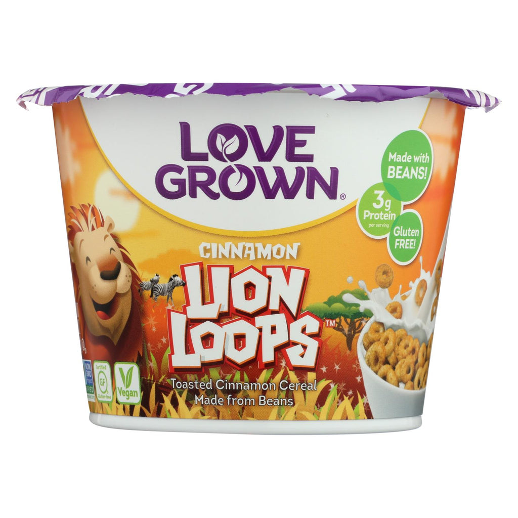 Love Grown Foods Cereal - Cups - Lion Loops - Case Of 12 - 1.1 Oz