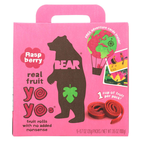 Bear Real Fruit Yoyo Snack - Raspberry - Case Of 6 - 3.5 Oz.