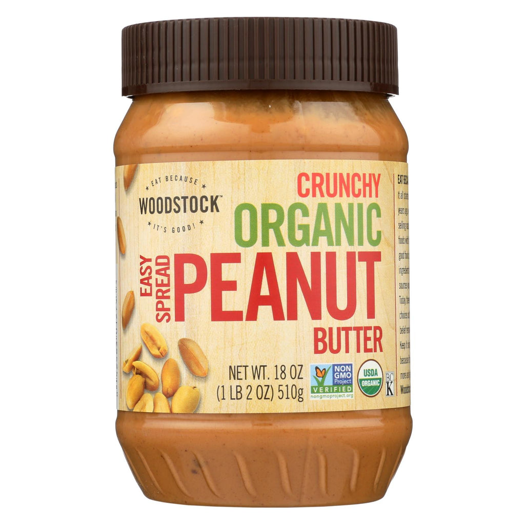 Woodstock Organic Easy Spread Peanut Butter - Crunchy - 18 Oz.