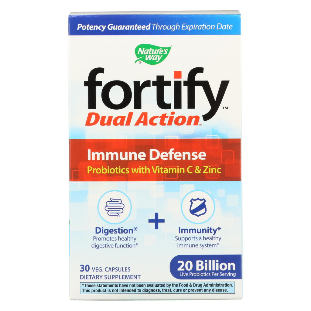 Nature's Way - Fortify Dual Action Immune Defense - Probiotics And Vitamin C - 30 Veg. Capsules