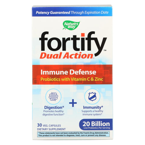 Nature's Way - Fortify Dual Action Immune Defense - Probiotics And Vitamin C - 30 Veg. Capsules