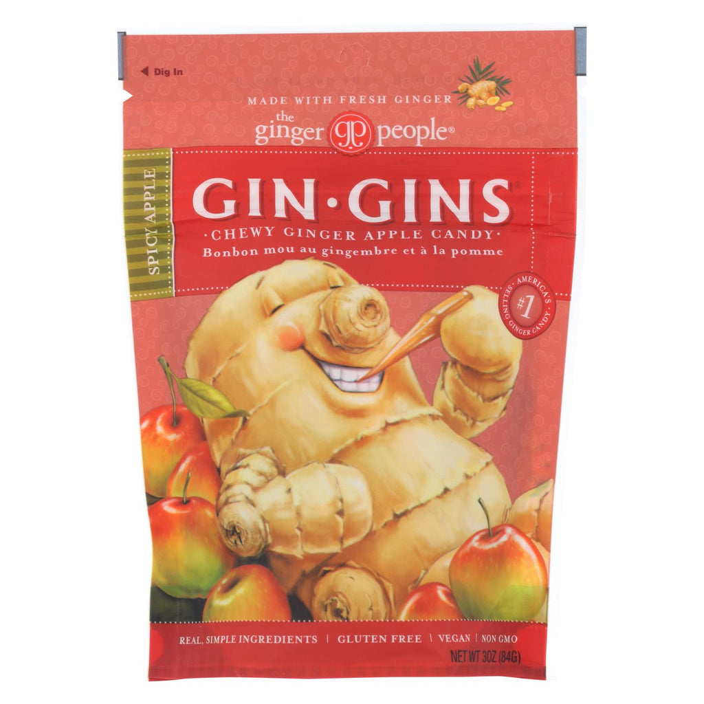 Ginger People Chewy Ginger Candy - Spicy Apple - Case Of 12 - 3 Oz.