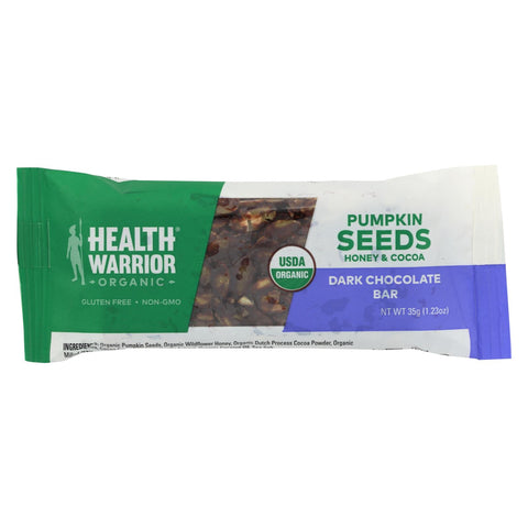 Health Warrior Pumpkin Seed Bar - Dark Chocolate - Case Of 12 - 1.23 Oz.