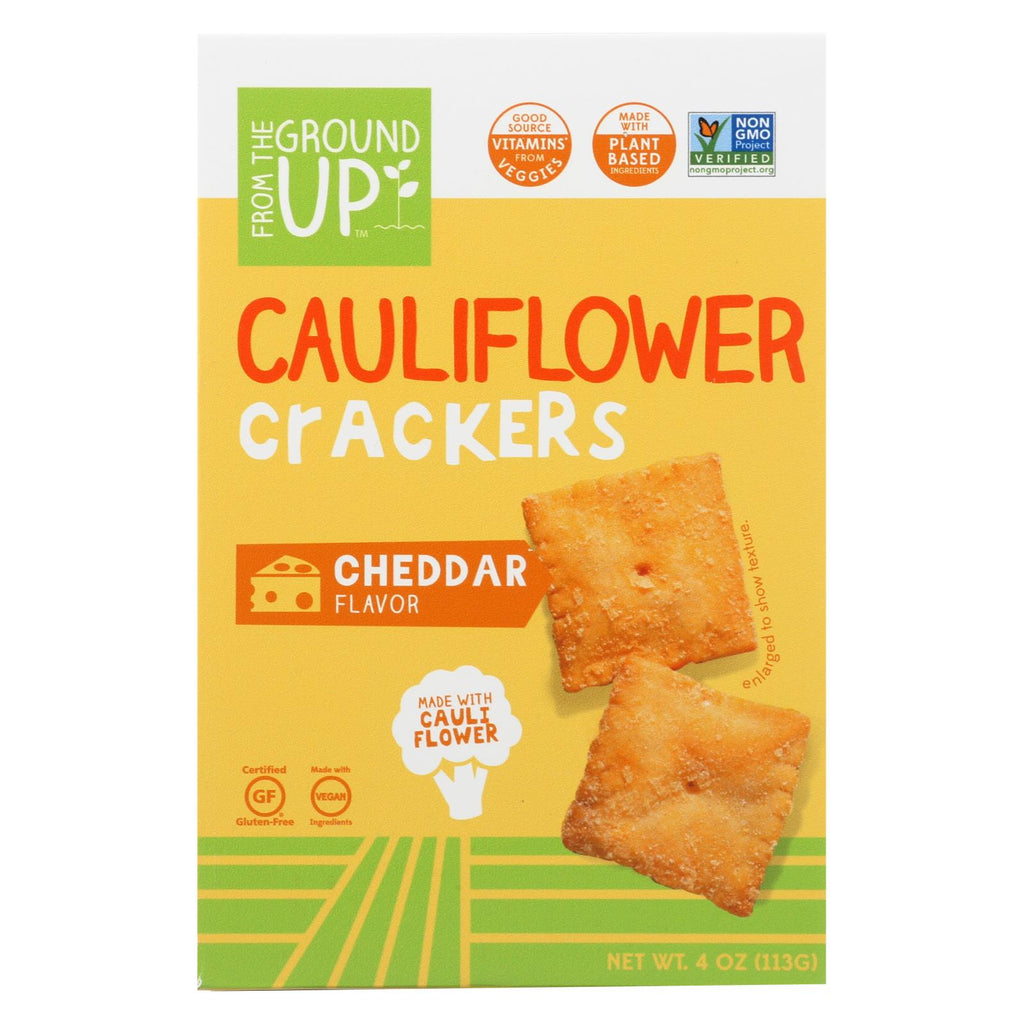 From The Ground Up - Cauliflower Crackers - Cheddar - Case Of 6 - 4 Oz.