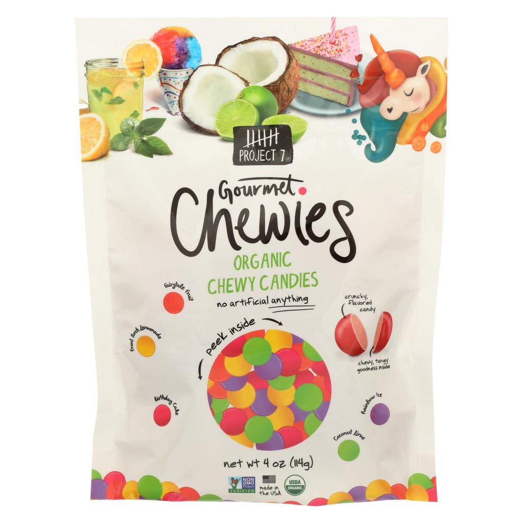 Project 7 - Gourmet Chewies - Organic Chewy Candies - Pouch - Case Of 12 - 4 Oz.