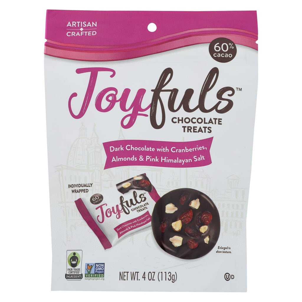 Joyfuls - Chocolate Treats - Cranberry Almond With Pink Himalayan Salt - Case Of 6 - 4 Oz.