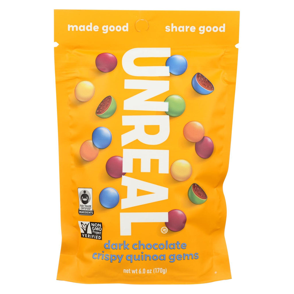 Unreal - Crispy Quinoa Chocolate Gems - Dark Chocolate - Case Of 6 - 5 Oz.