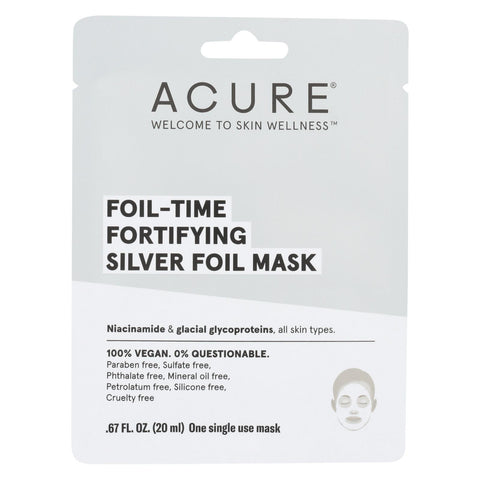 Acure - Mask - Foil - Time Fortifying Silver Foil Mask - Case Of 12 - 0.67 Fl Oz.