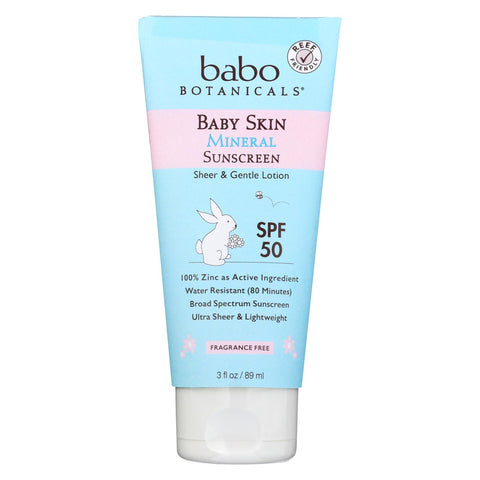 Babo Botanicals - Baby Skin Mineral Sunscreen - Spf 50 - 3 Oz.